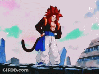 A Cartoon Character With A Cat Tail Is Standing On A Cliff GIF