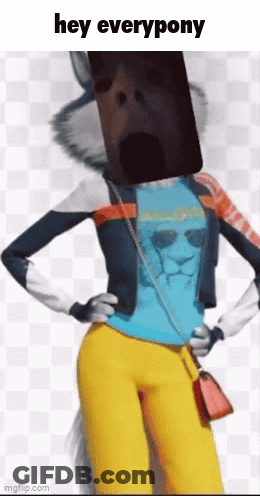 A Cartoon Character With A Cell Phone On His Head And The Words Hey Everypony Below It GIF
