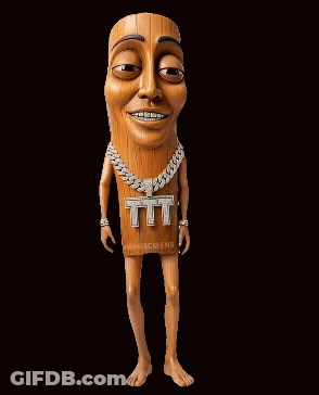 A Cartoon Character With A Chain Around His Neck Has The Letter T On His Belt GIF