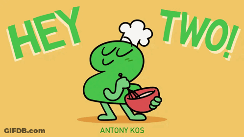 A Cartoon Character With A Chef 'S Hat Is Holding A Bowl Of Soup And Says Hey Two GIF