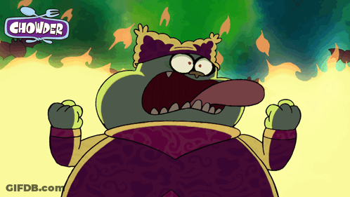 A Cartoon Character With A Chowder Logo On The Bottom GIF