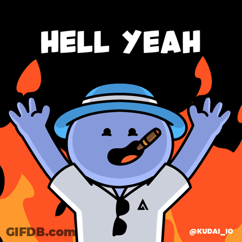 A Cartoon Character With A Cigar In His Mouth And The Words Hell Yeah GIF