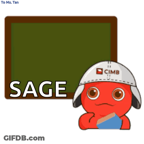 A Cartoon Character With A Cimb Hat Is Holding A Book In Front Of A Blackboard That Says Sage GIF