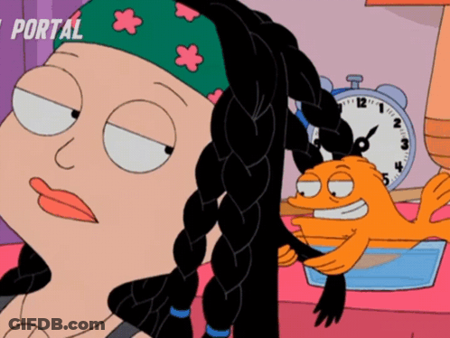 A Cartoon Character With A Clock In The Background And The Word Portal On The Bottom GIF
