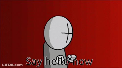 A Cartoon Character With A Cross On His Head Says Hello Say Hello Now GIF