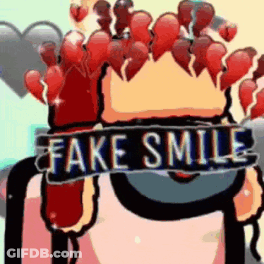 A Cartoon Character With A Crown And Hearts On His Head Is Wearing A Fake Smile Band . GIF