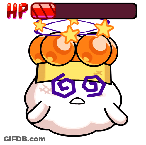 A Cartoon Character With A Crown On His Head And A Hp Bar Above Him GIF