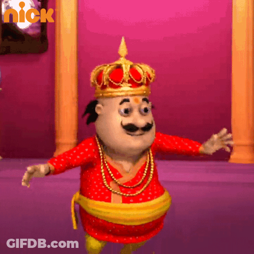 A Cartoon Character With A Crown On His Head Is Dancing In Front Of A Pink Wall That Says Nick GIF