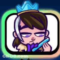 A Cartoon Character With A Crown On His Head Is Holding A Blue Object . GIF