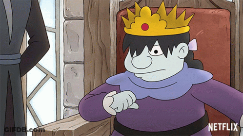 A Cartoon Character With A Crown On His Head Is Sitting In A Chair With Netflix Written On The Bottom Right GIF