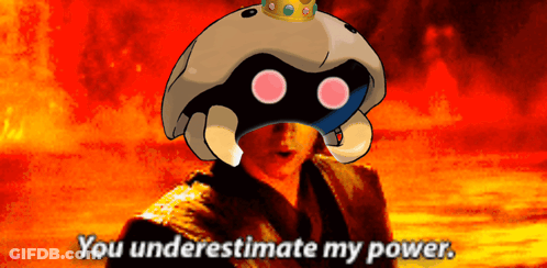 A Cartoon Character With A Crown On Its Head Says You Underestimate My Power GIF