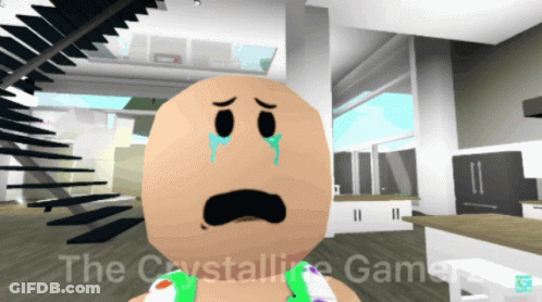 A Cartoon Character With A Crying Face And The Words The Crystalline Gamer Written Below It GIF