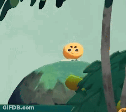 A Cartoon Character With A Face Is Sitting On A Hill GIF