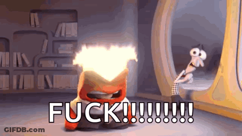 A Cartoon Character With A Fireball Coming Out Of His Mouth And The Words Fuck !!! GIF