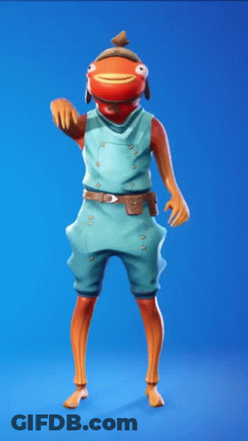 A Cartoon Character With A Fish Head On His Head GIF