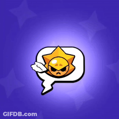 A Cartoon Character With A Fist In A Speech Bubble On A Blue Background . GIF