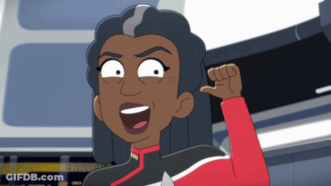 A Cartoon Character With A Fist In The Air And The Word Environment Behind Her GIF