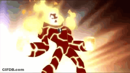 A Cartoon Character With A Flame On His Face GIF