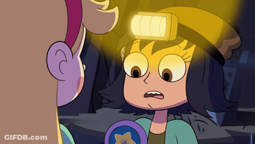 A Cartoon Character With A Flashlight On Her Head And A Badge With A Star On It GIF