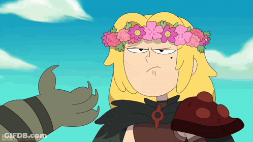 A Cartoon Character With A Flower Crown On Her Head Is Giving A Thumbs Up GIF