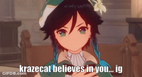 A Cartoon Character With A Flower In Her Hair Says Krazecat Believes In You GIF
