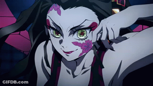 A Cartoon Character With A Flower On Her Face Has Chinese Writing On Her Face GIF