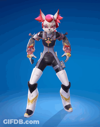 A Cartoon Character With A Fox Face And Pink Hair GIF