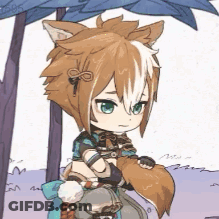 A Cartoon Character With A Fox 'S Ears And A Fox 'S Tail GIF