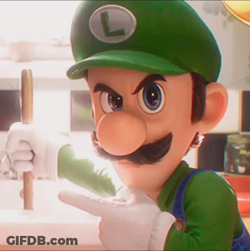 A Cartoon Character With A Green Hat And A L On It GIF