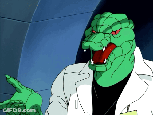 A Cartoon Character With A Green Head And Red Eyes GIF