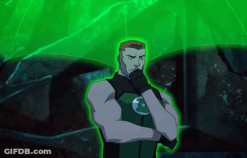A Cartoon Character With A Green Lantern Emblem On His Chest GIF