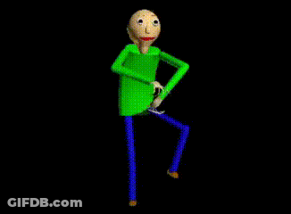 A Cartoon Character With A Green Shirt And Blue Pants Is Standing With His Hands On His Hips On A Black Background . GIF