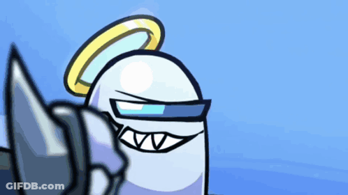 A Cartoon Character With A Halo On His Head And Sunglasses GIF