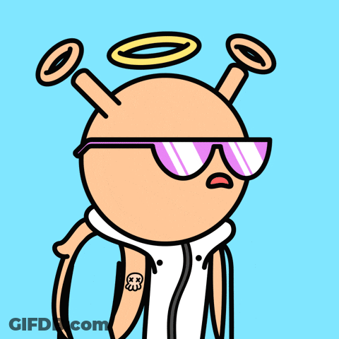 A Cartoon Character With A Halo On His Head GIF