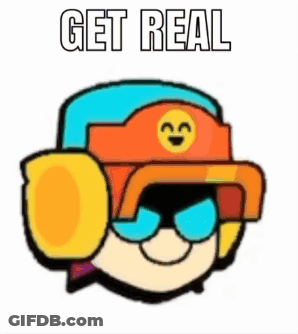 A Cartoon Character With A Hat And Sunglasses Is Giving A Thumbs Up And Says `` Get Real '' . GIF