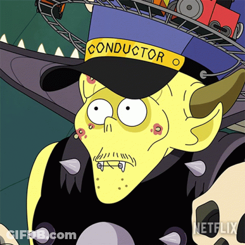 Cartoon Conductor Hat Character GIF