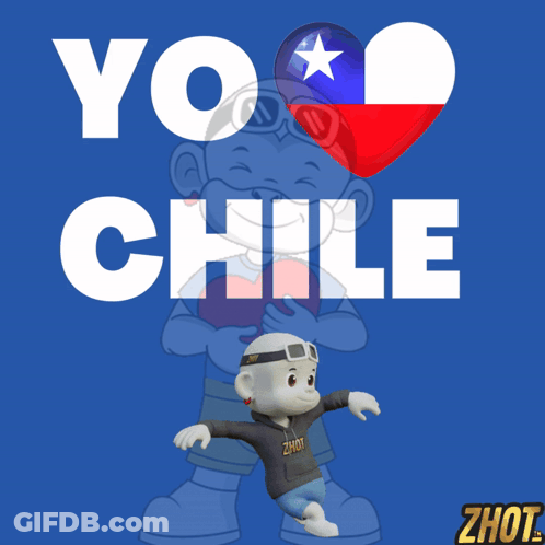 A Cartoon Character With A Heart And The Words Yo Chile Behind Him GIF