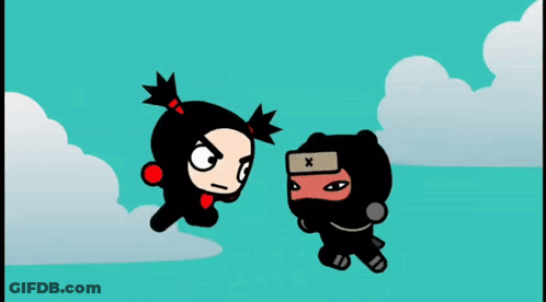 A Cartoon Character With A Heart On Her Chest Is Standing Next To Another Character GIF