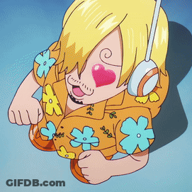 A Cartoon Character With A Heart On His Face And Flowers On His Shirt GIF