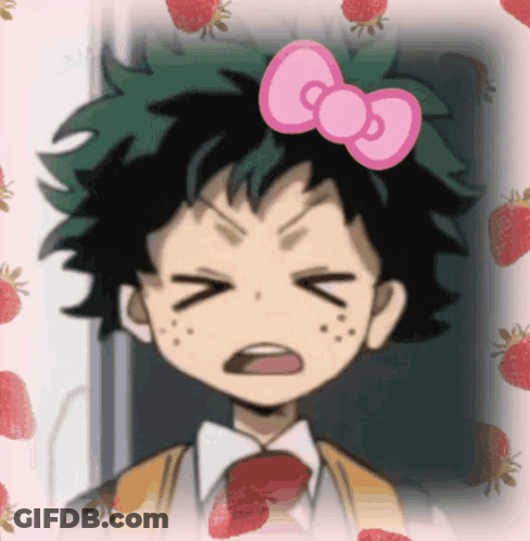 A Cartoon Character With A Hello Kitty Bow On His Head . GIF