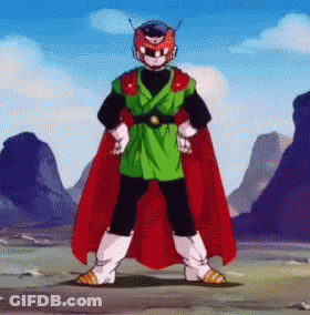 A Cartoon Character With A Helmet On His Head And A Cape GIF