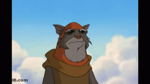 Cartoon Character With Hood In Front Of Cloudy Sky GIF