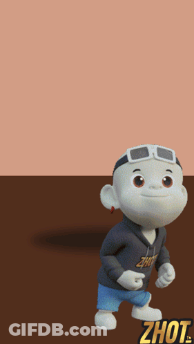A Cartoon Character With A Hoodie That Says ' Zhout ' On It GIF