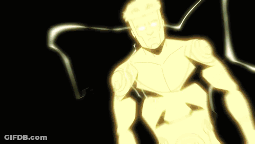 A Cartoon Character With A Lightning Bolt Coming Out Of His Eyes GIF