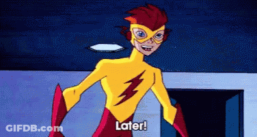 A Cartoon Character With A Lightning Bolt On His Back Is Saying " Later " GIF