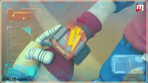 A Cartoon Character With A Lightning Bolt On His Wrist . GIF