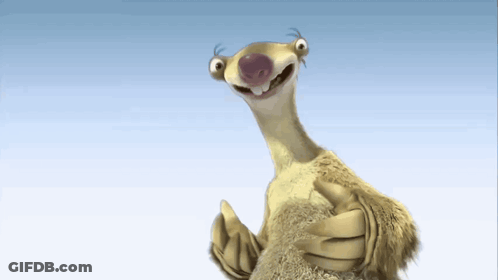 A Cartoon Character With A Long Neck And A Big Smile On His Face GIF