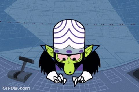 A Cartoon Character With A M On His Face GIF