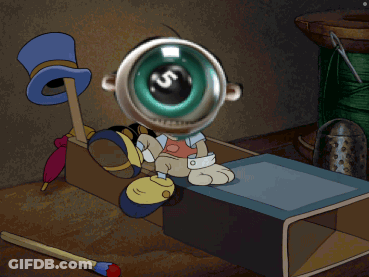 A Cartoon Character With A Magnifying Glass On His Head With A Dollar Sign On It GIF