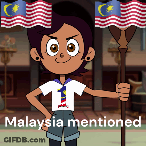 A Cartoon Character With A Malaysia Shirt On GIF
